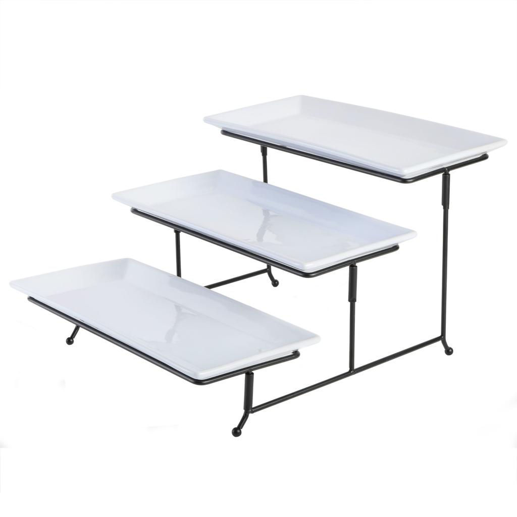 Gibson 3-Level Ceramic Plate Set with Metal Stand
