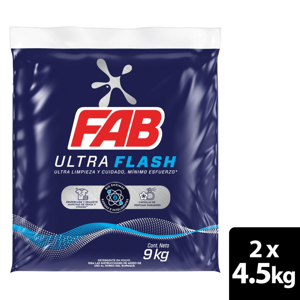 Fab Detergente en Polvo Ultra Flash 2 Unidades / 4.5 kg