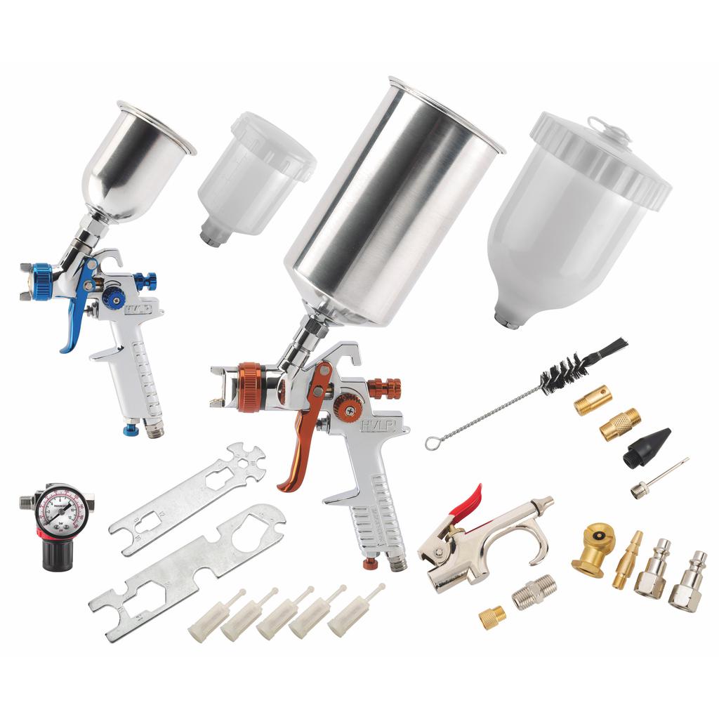 Powerbuilt HVLP Paint Spray Set with Air Regulator and Accessories 23 Pieces