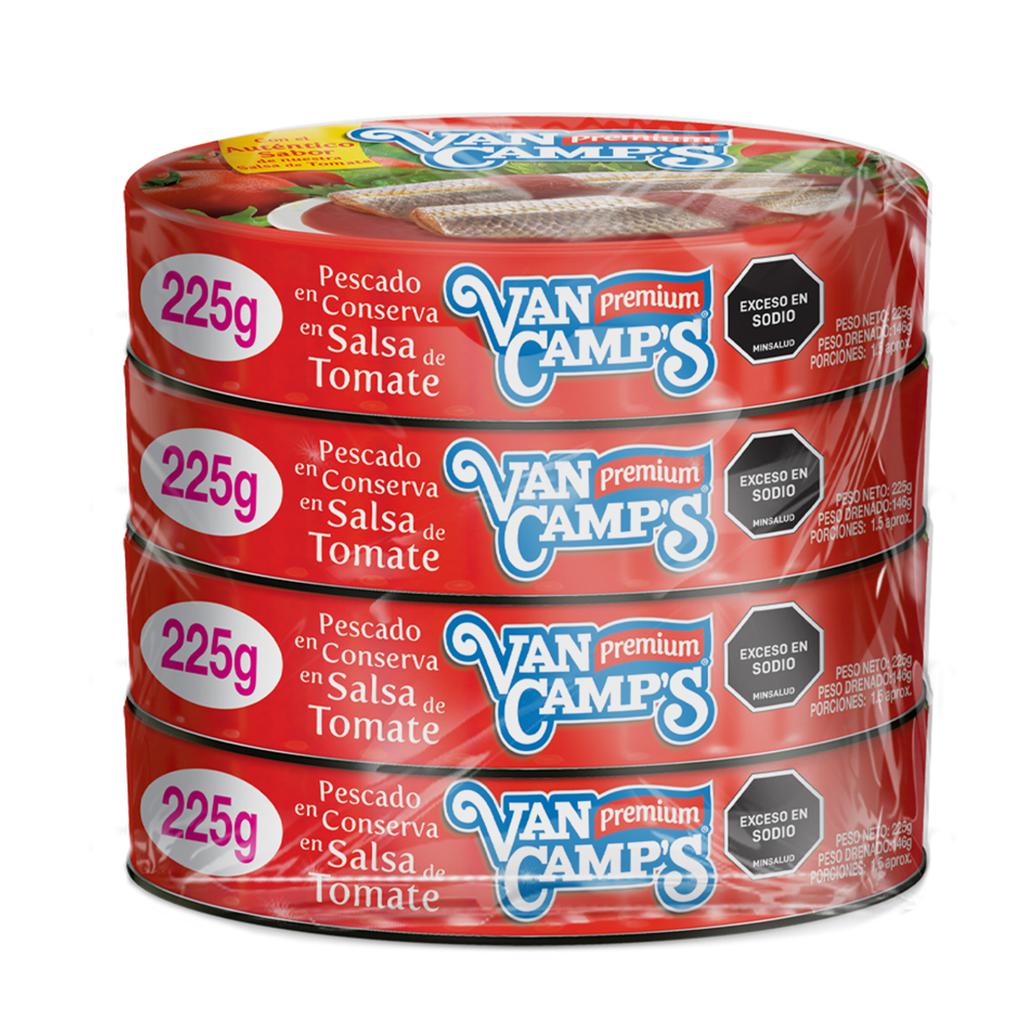 Van Camps Sardinas en Salsa 4 Unidades / 225 g / 8 oz