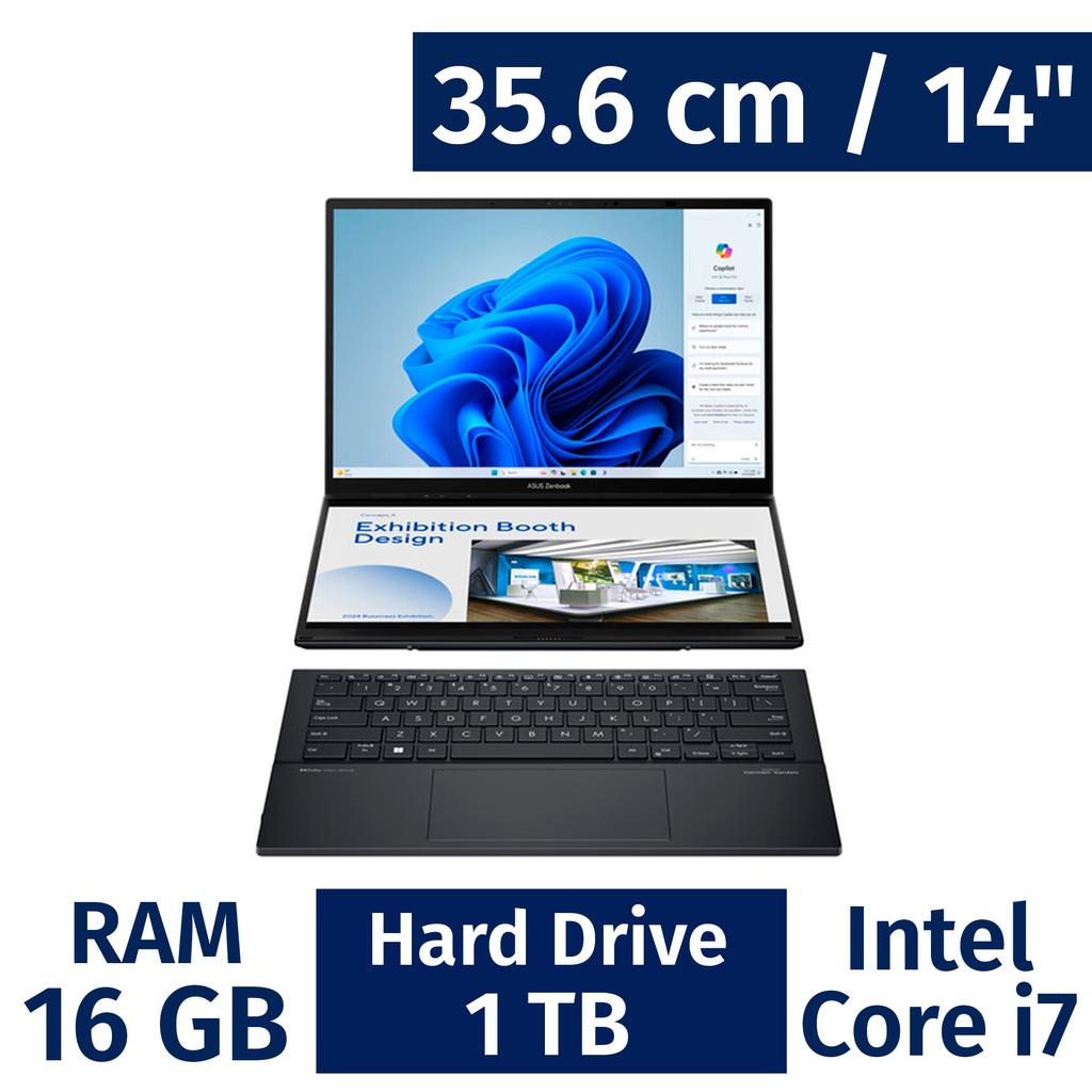 Asus Zenbook Laptop Dual Screen 35.56 cm / 14” Inches Intel Ultra 7 RAM 16 Gigabytes
