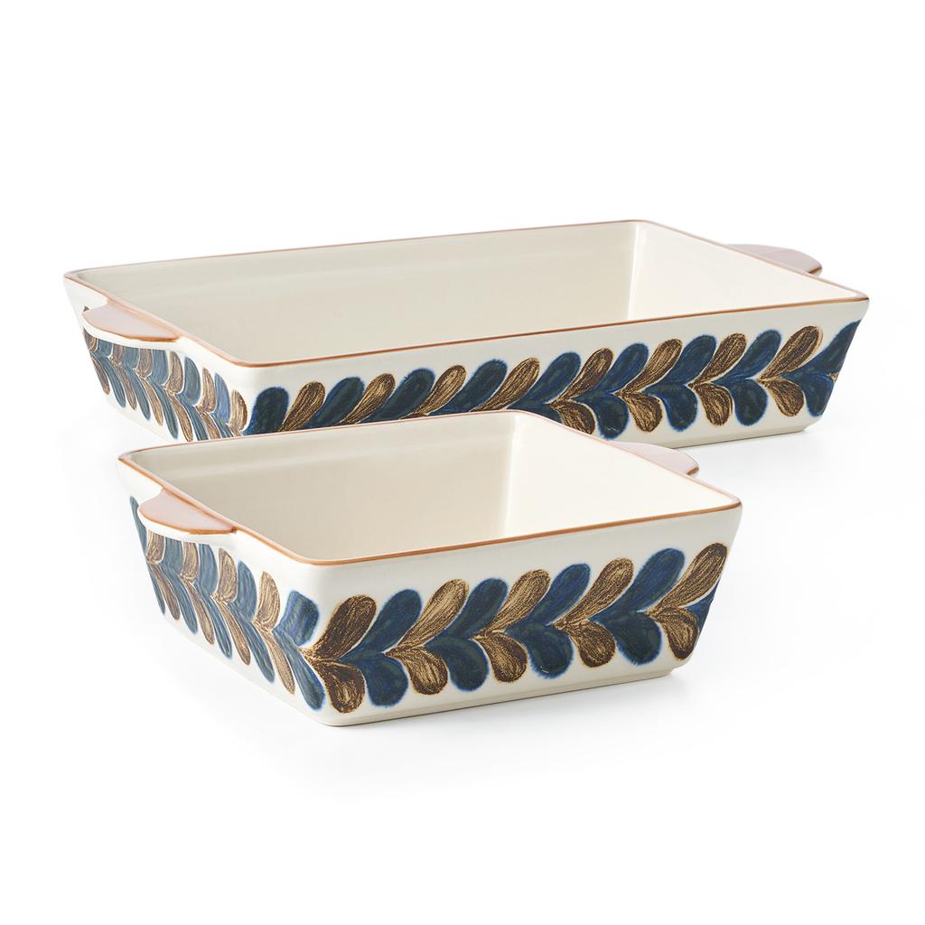 BAUM Ceramic Trays Set Artisan Style 2 Pieces