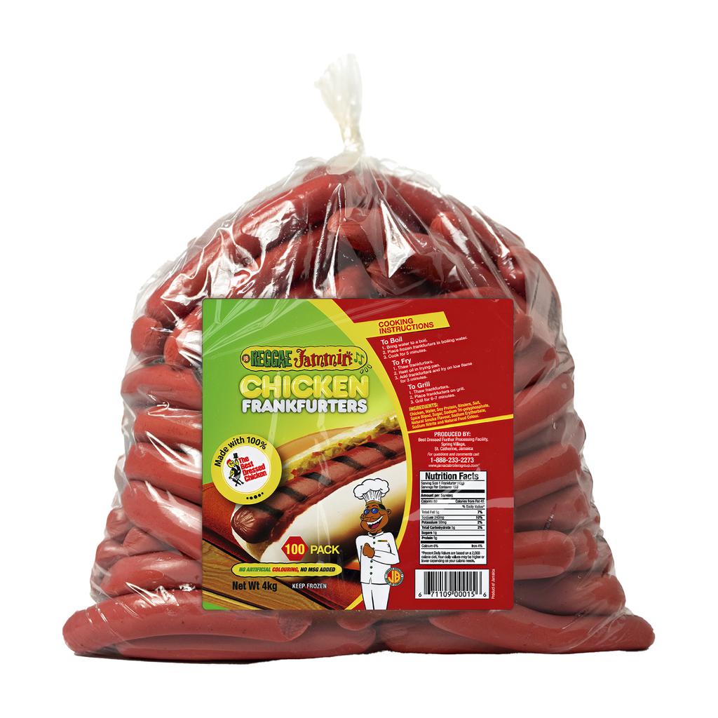 Reggae Jammin Chicken Frankfurters 4 kg / 8.8 lb Sausages & Hot