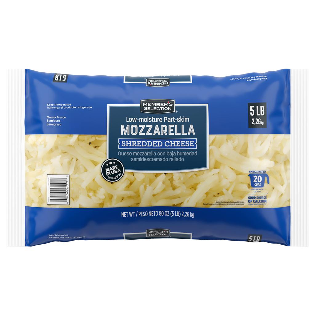 Member's Selection Low-Moisture Part-Skim Shredded Mozzarella Cheese 2.2 kg / 5 lb