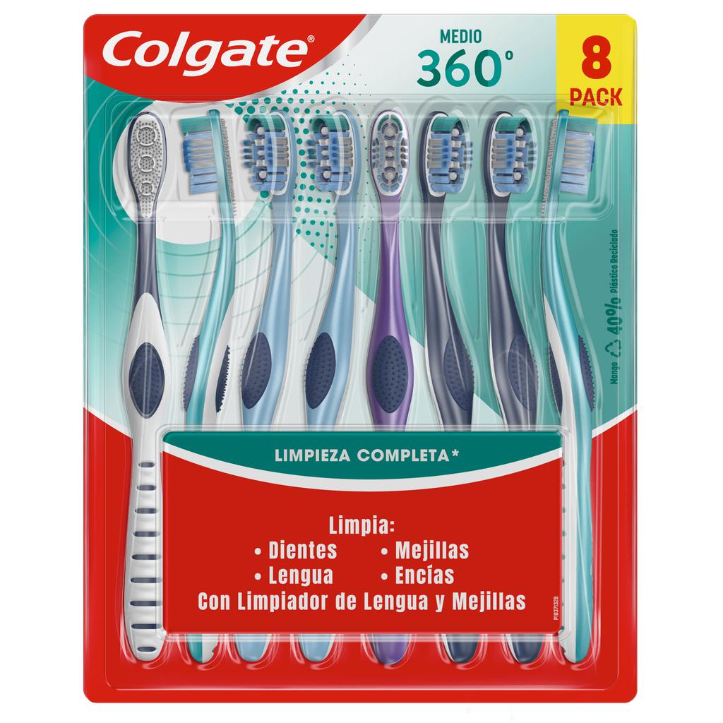 Colgate 360º Limpieza Bucal Completa Cepillo de Dientes 8 Unidades