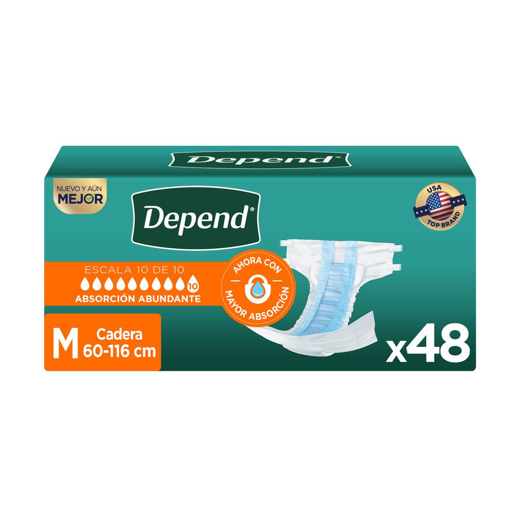 Depend Pañal para Adulto Talla M 48 Unidades