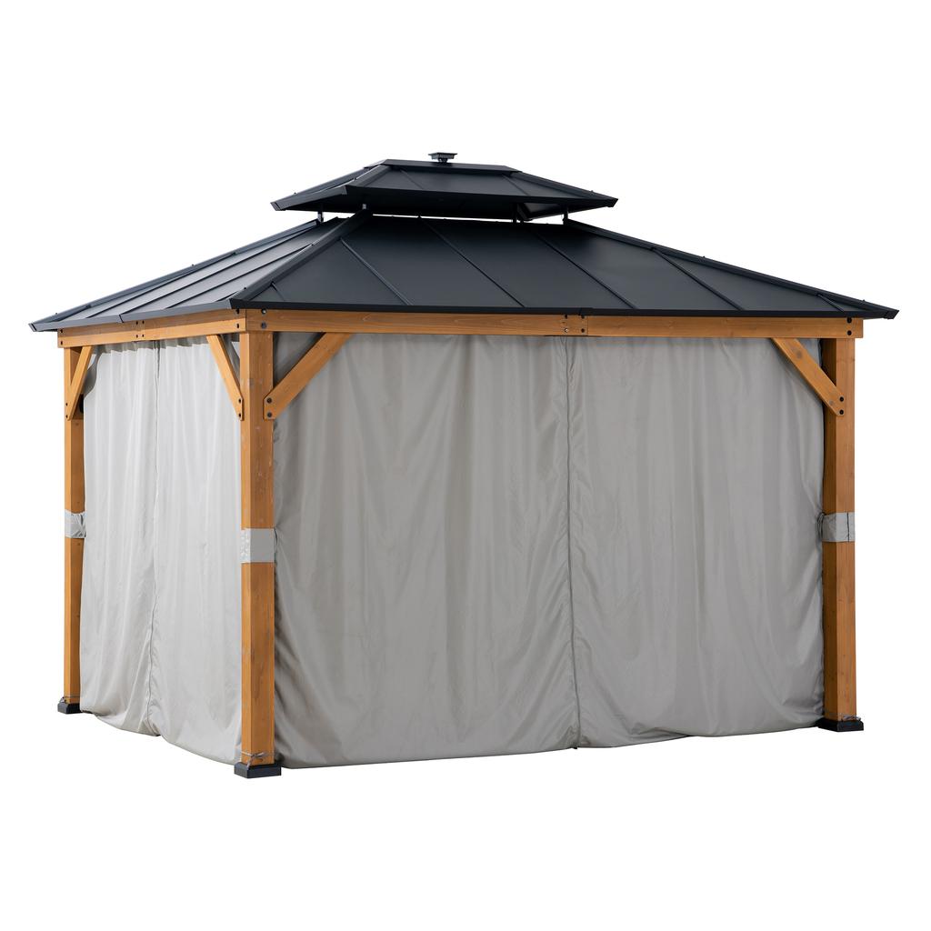 Sunjoy Gazebo with Wood and Steel Frame with Lights 3.04 m x 3.65