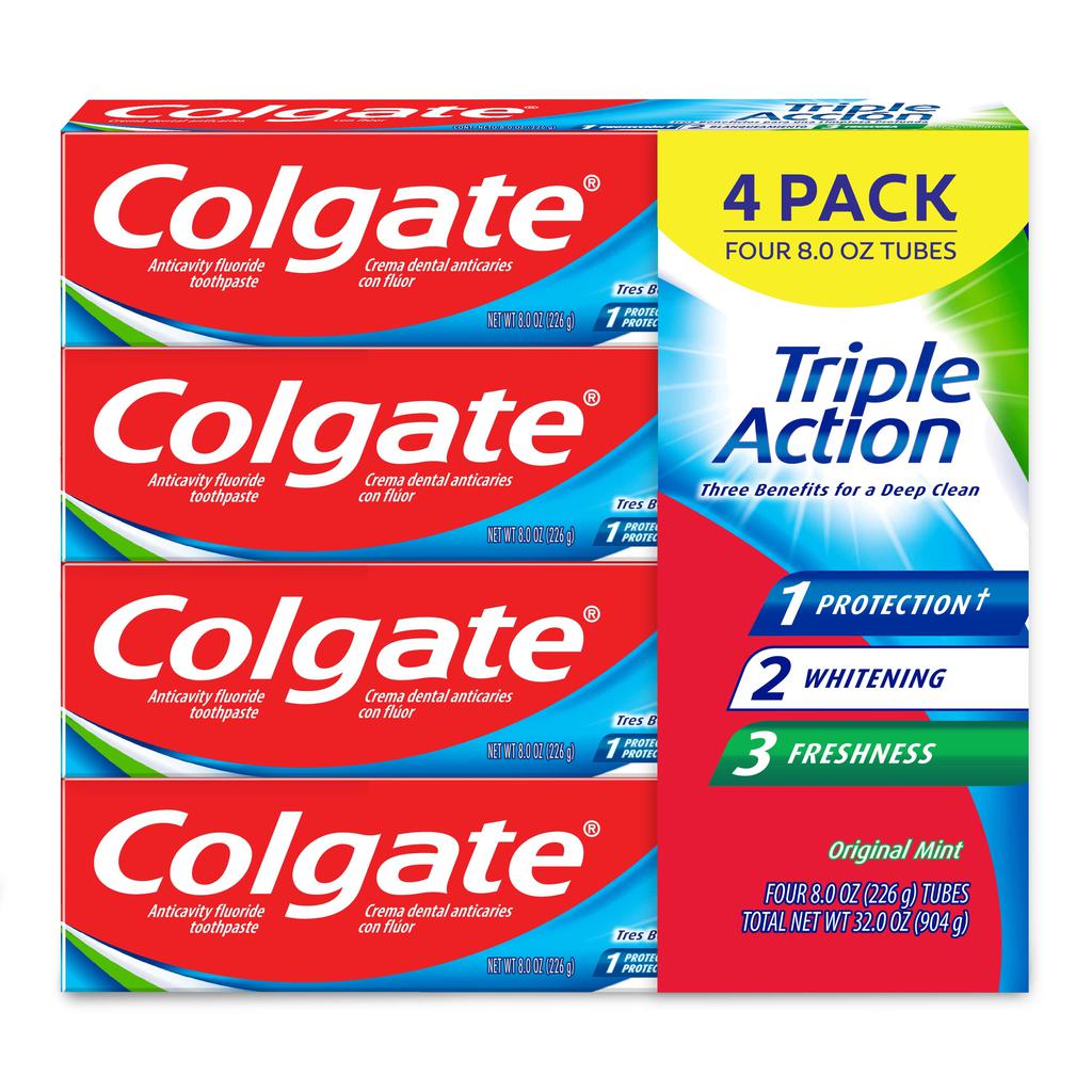 Colgate Triple Action Toothpaste With Anticaries Formula 4 Units / 226 G / 8 Oz