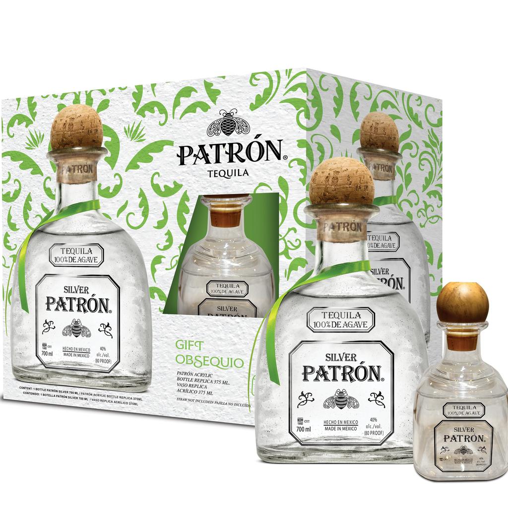 Patrón Silver Tequila 700 mL / 23.67 oz + Acrylic Replica Glass