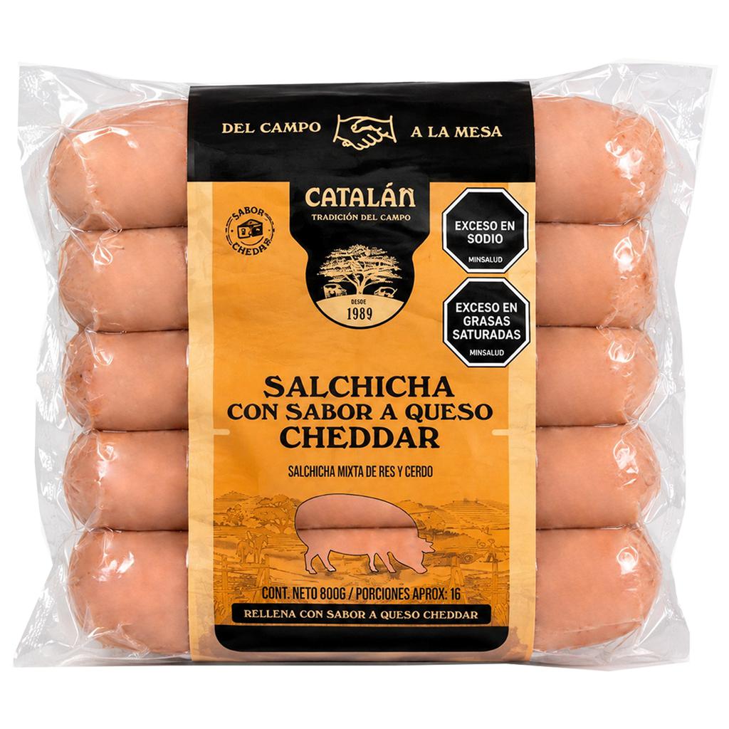 Catalan Salchichas Mixtas de Res y Cerdo con Sabor a Queso Cheddar 800 g / 1.76 lb