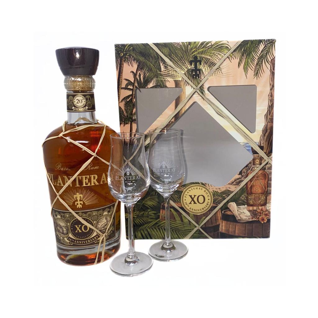 Planteray XO Extra Añejo Barbados Rum 750 mL + 2 Glasses