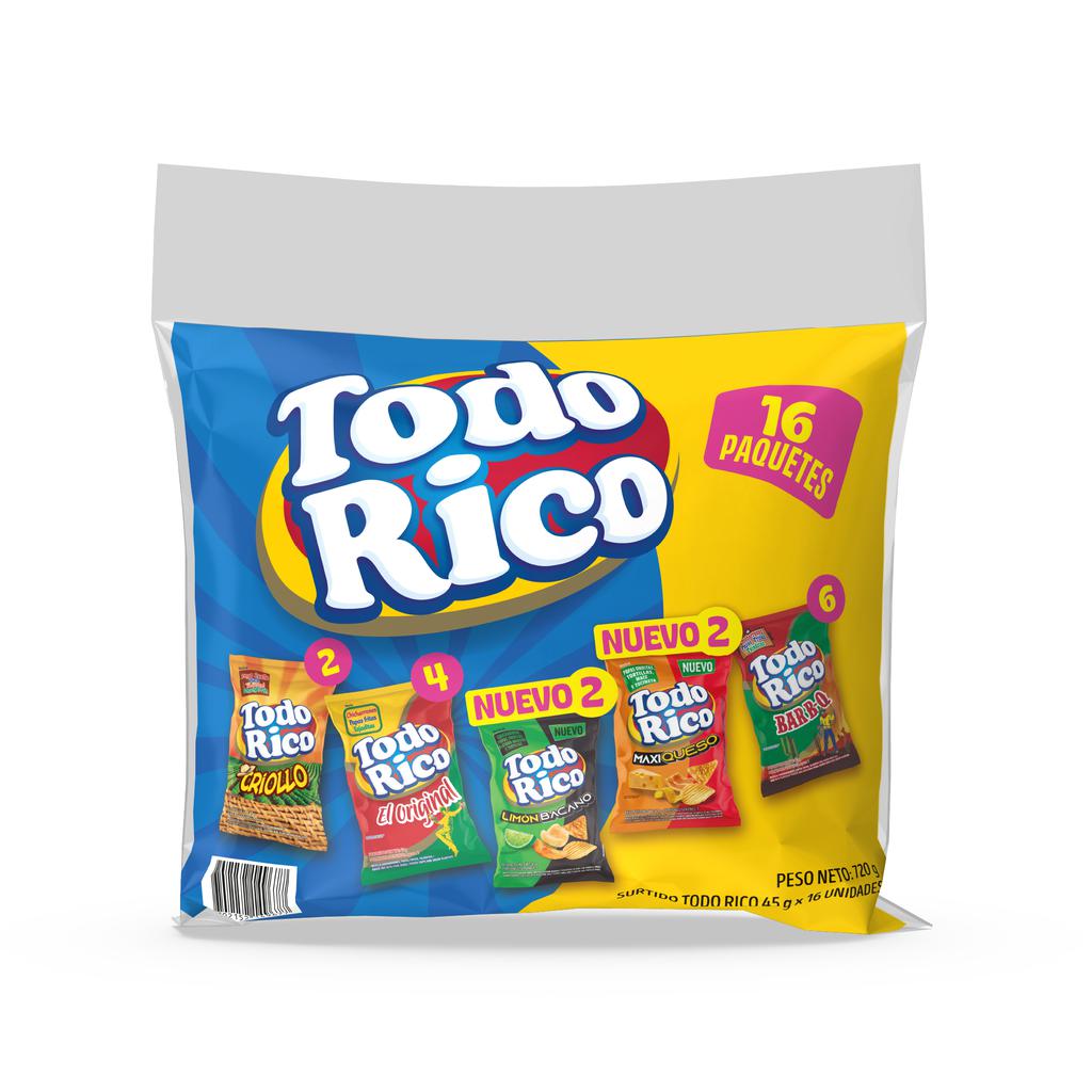 Todo Rico Pasabocas Surtidos 16 Unidades / 45 g