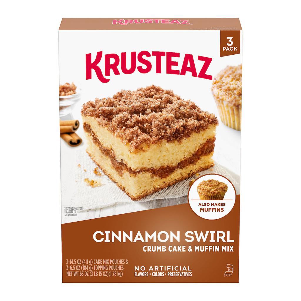 Krusteaz Mezcla para Pasteles y Muffins Sabor Rollo de Canela con Toppings 3 Unidades / 411 g / 14.5 oz