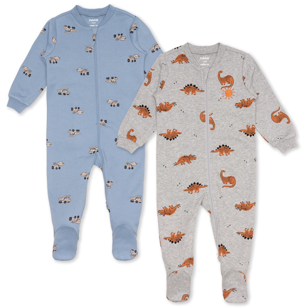 Pekkle Long Sleeve Front Zip Sleeper for Infant Boys 2 Pieces