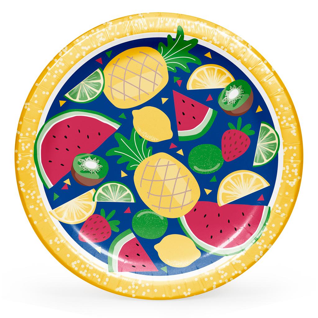 ArtStyle Festive Disposable Plates Fruit Design 100 Units / 26 cm / 10.25"