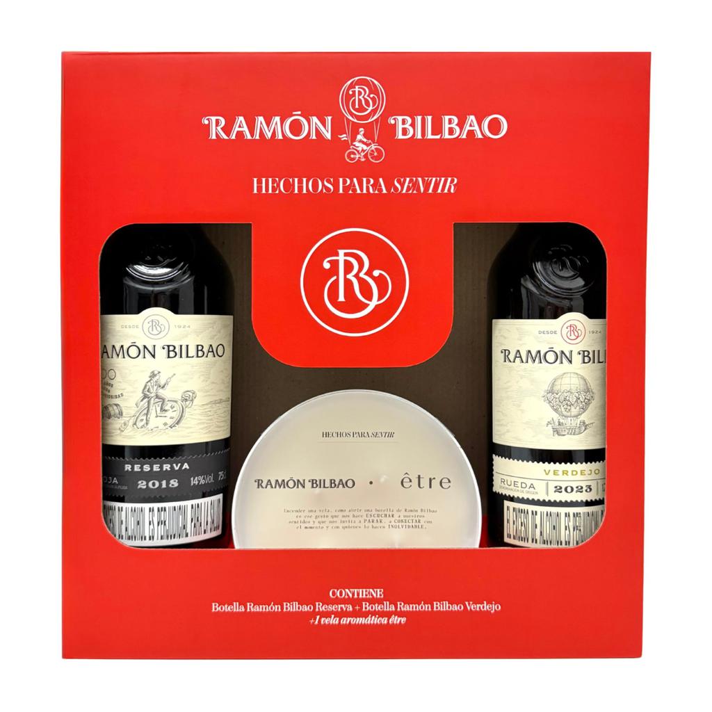 Ramón Bilbao Gift Pack Vino Tinto 750 mL + Vino Blanco 750 mL + 1 Vela Aromática