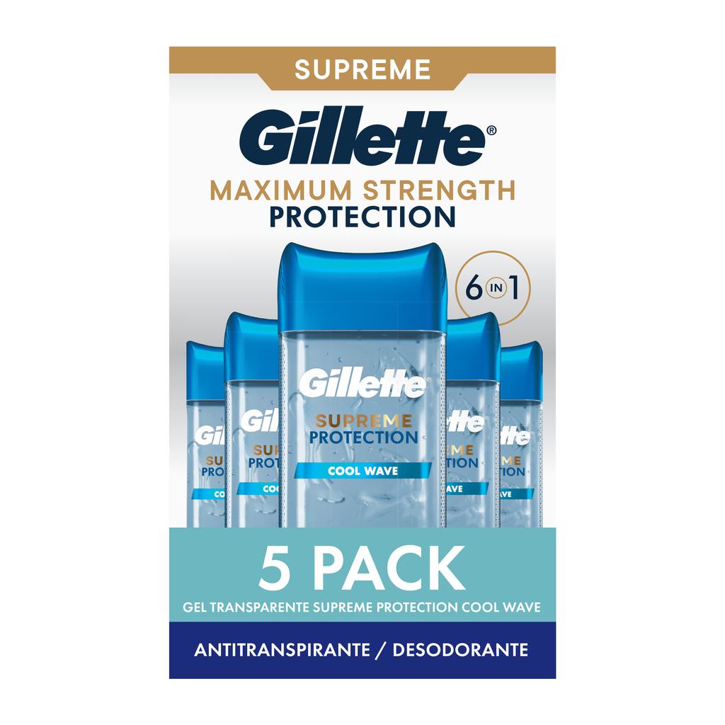 Gillette Supreme Protection Antiperspirant and Deodorant Cool Wave Gel 5 Units / 107 mL / 3.8 oz