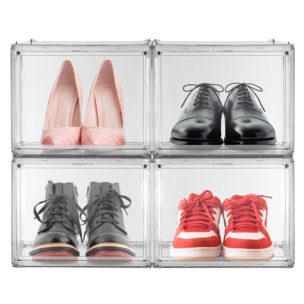 Agbox Caja Apilable para Zapatos 4 Piezas Racks para zapatos