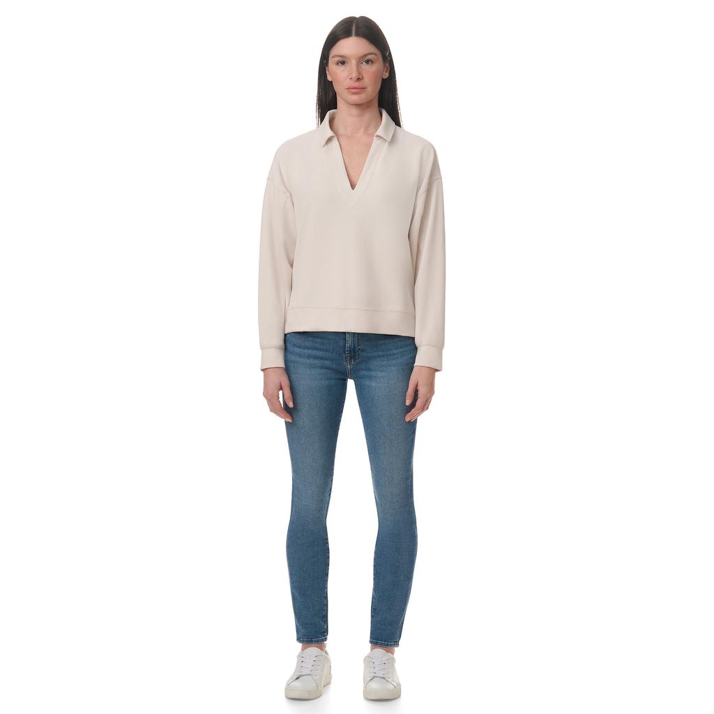 Splendid Suéter Tipo Polo en Tejido Waffle Scuba para Mujer