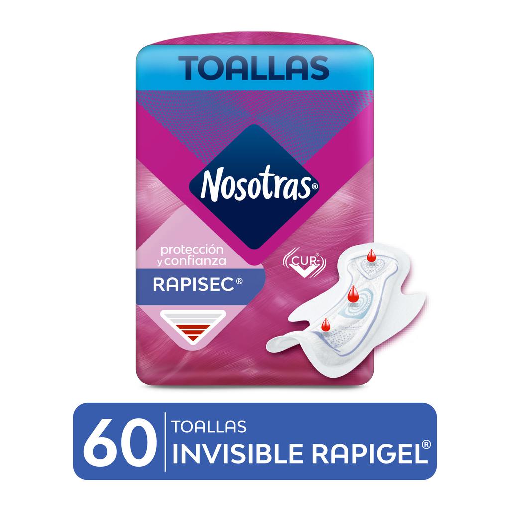 Nosotras Invisibe Rapigel Toallas 60 Unidades