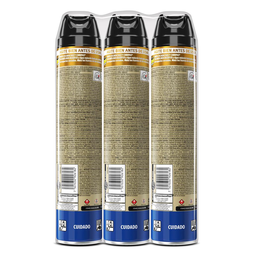 Raid Insecticida en Aerosol Mata Cucarachas Rápida Acción 3