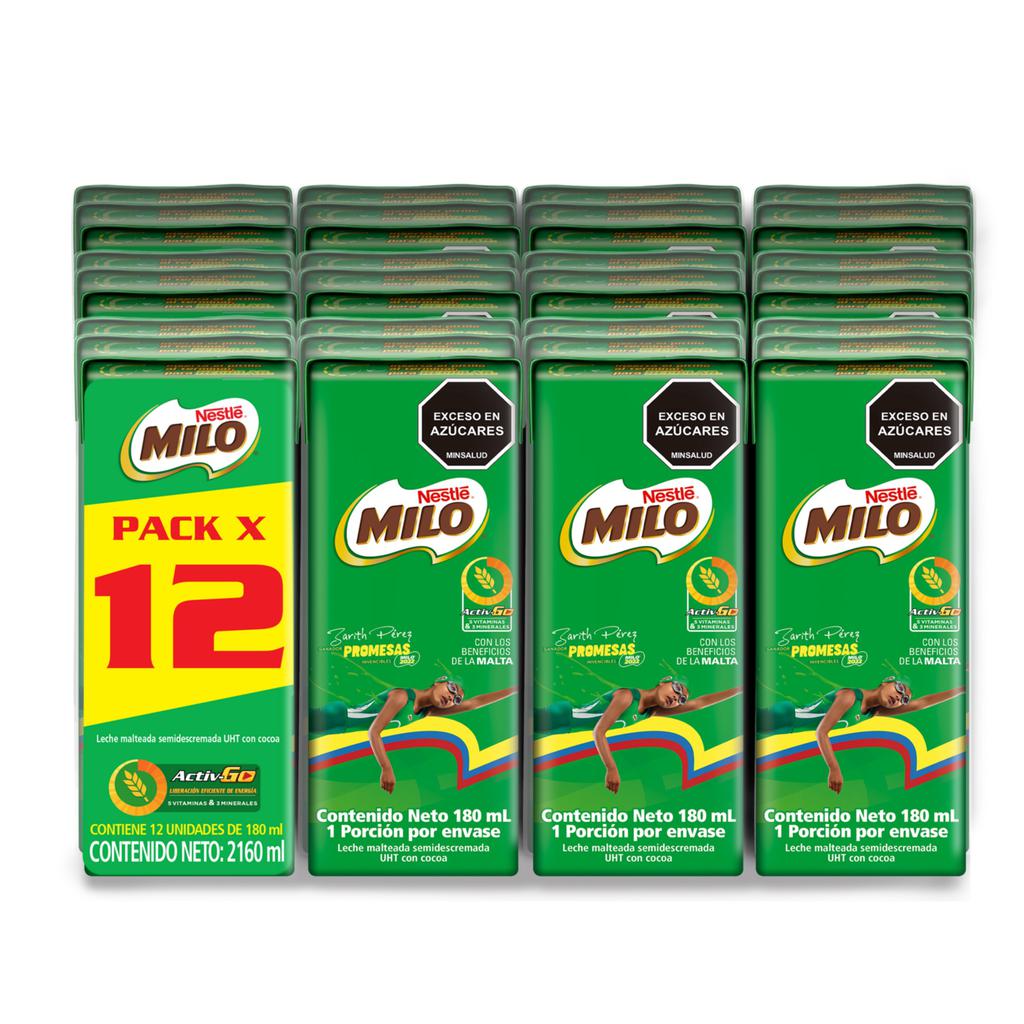 Milo Leche Achocolatada 12 Unidades / 180 mL