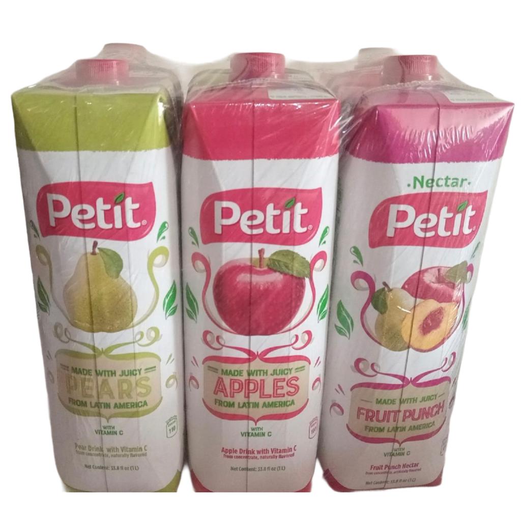 Petit Jugos Variados Sabor a Pera, Manzana y Ponche de Frutas 6 Unidades / 1 L