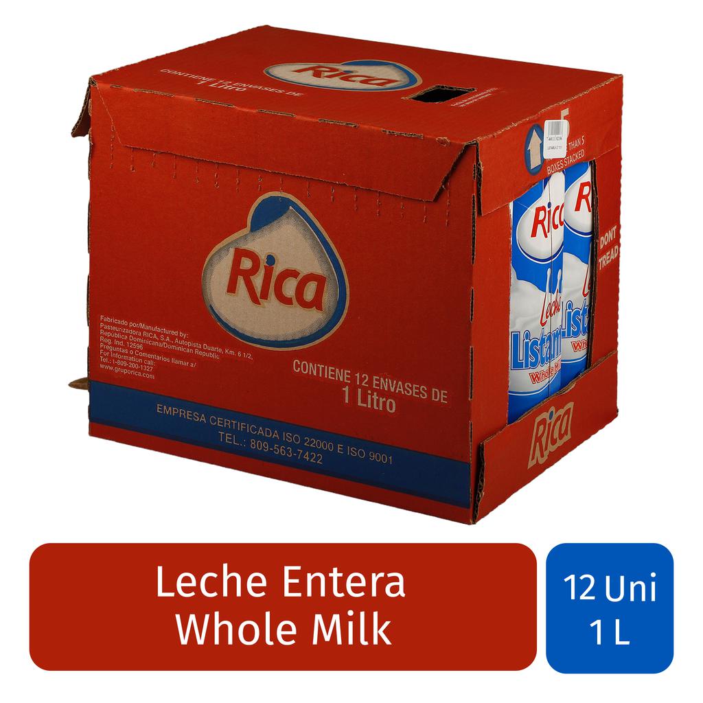 Listamilk Leche Entera UHT Rica 12 Unidades12 LT