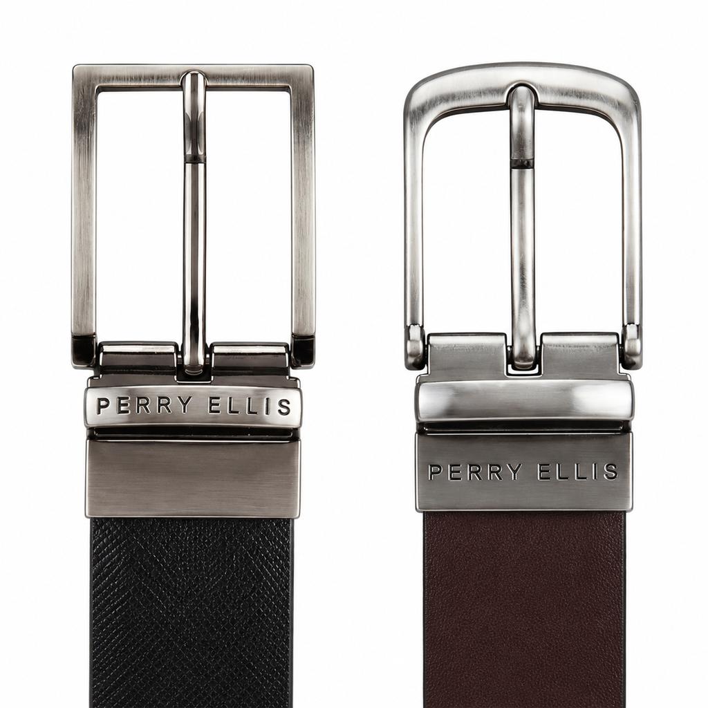 Perry Ellis Set de Cinturones Reversibles en Cuero para Hombre 2 Unidades