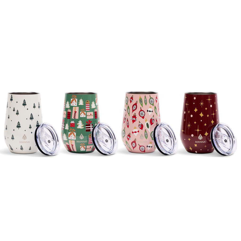 Manna Holiday Thermal Wine Tumbler Set 4 Units / 354.88 mL / 12 oz
