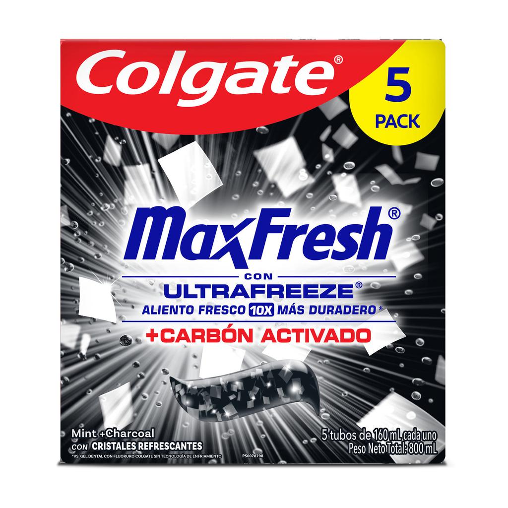 Colgate Crema Dental Max Fresh Carbón Activado 5 Unidades / 160 mL / 5.4 oz