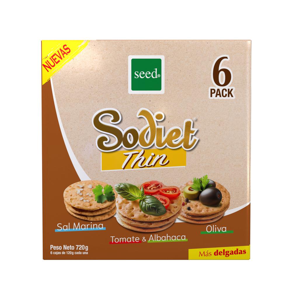 Seed Sodiet Thin Tomato and Basil, Sea Salt and Olive Flavor Assorted Crackers 6 Units / 120 g