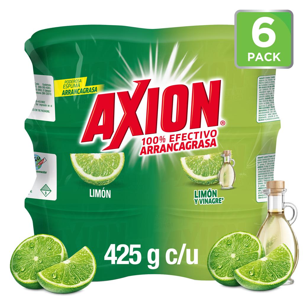 Axion Detergente para Platos en Crema de Limón y Vinagre 6 Unidades / 425 g / 15 oz