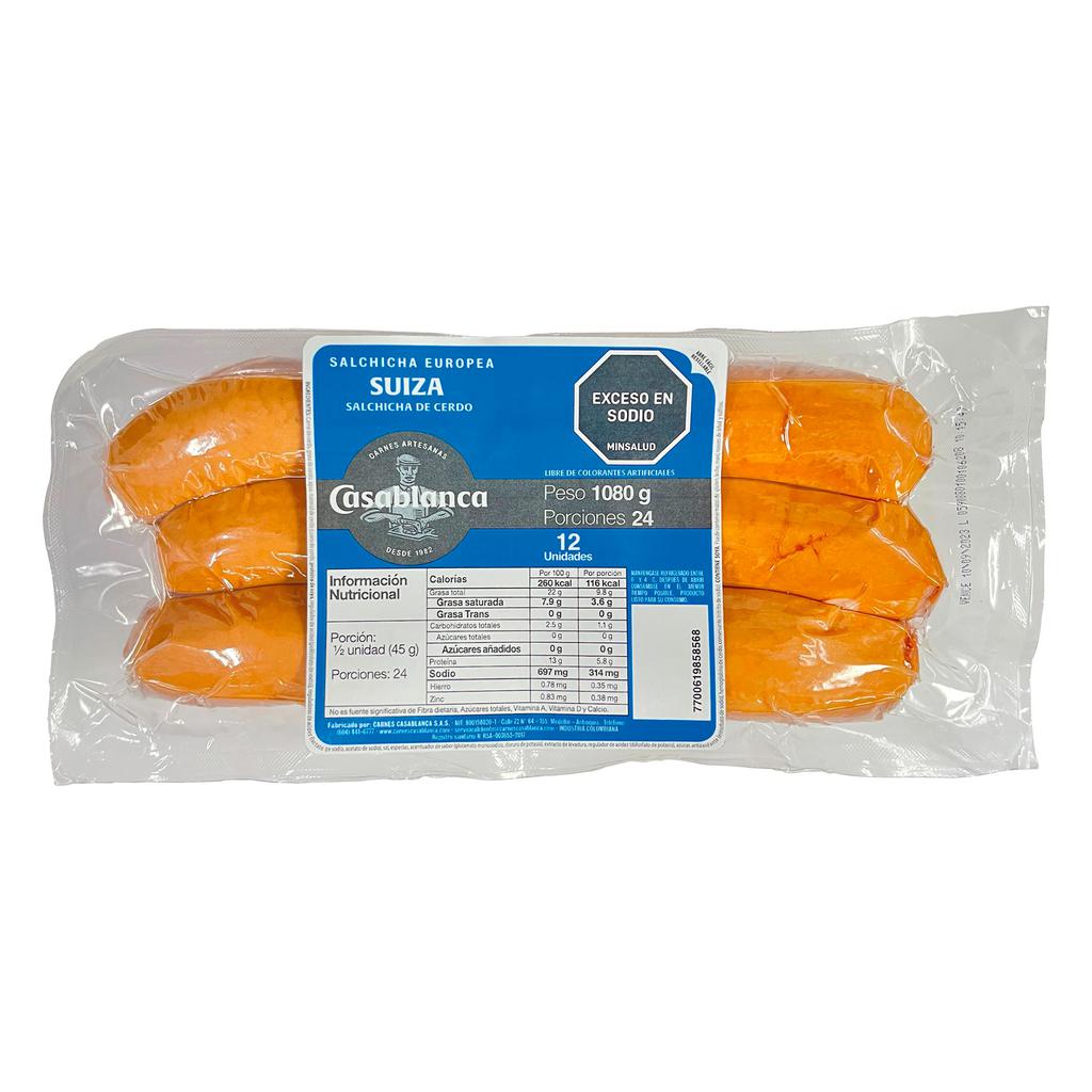 Casablanca Salchicha Suiza 12 Unidades 1.08 kg / 2.3 lb