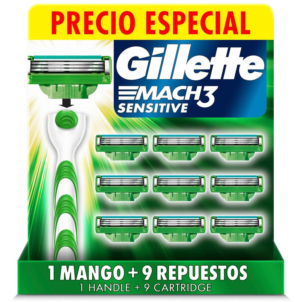 Gillette Mach 3 Sensitive Máquina para Afeitar con 9 RepuestosPAQ