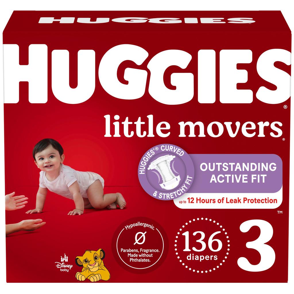 Huggies Little Movers Pañales para Bebé Paso 3 / 136 Unidades