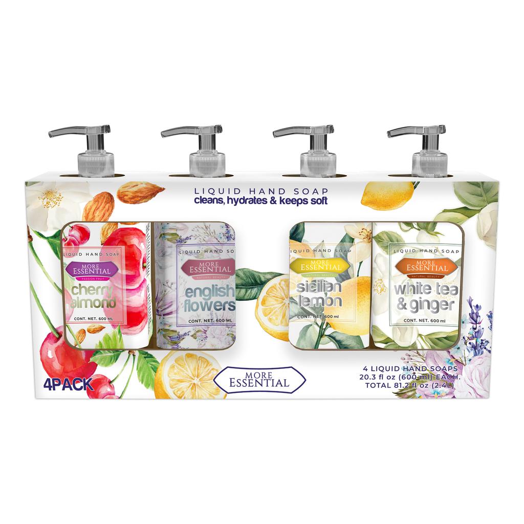 More Essential Jabón Líquido Antibacterial para Manos 4 Unidades / 600 mL