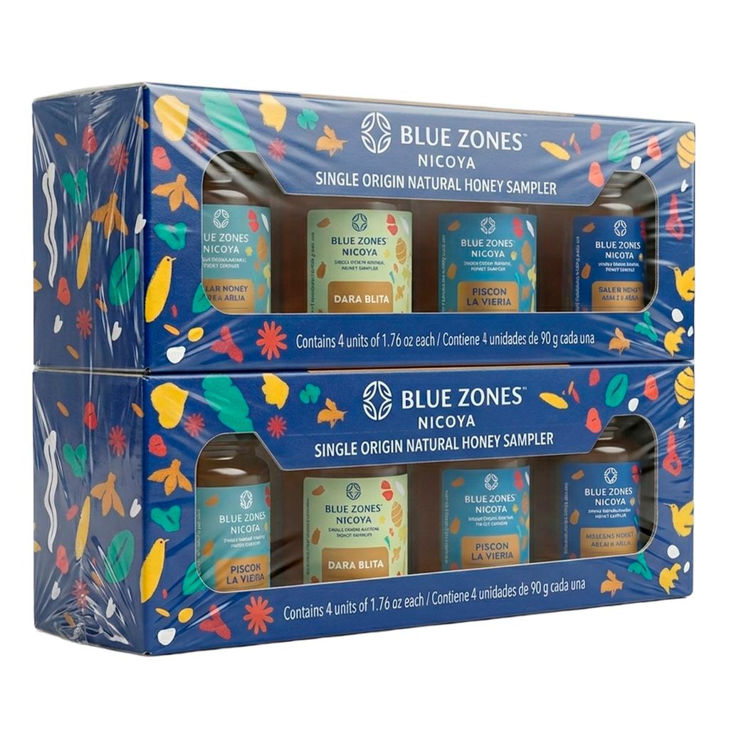 Blue Zones Nicoya 100% Raw Bee Honey Origin Sampler 8 Units / 90 g