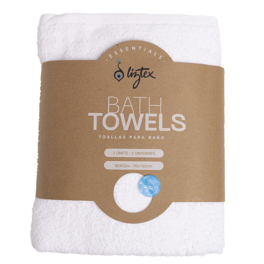 Liztex Toalla de Baño en Algodón 3 Unidades / 76 cm x 132 cm / 30" x 52"