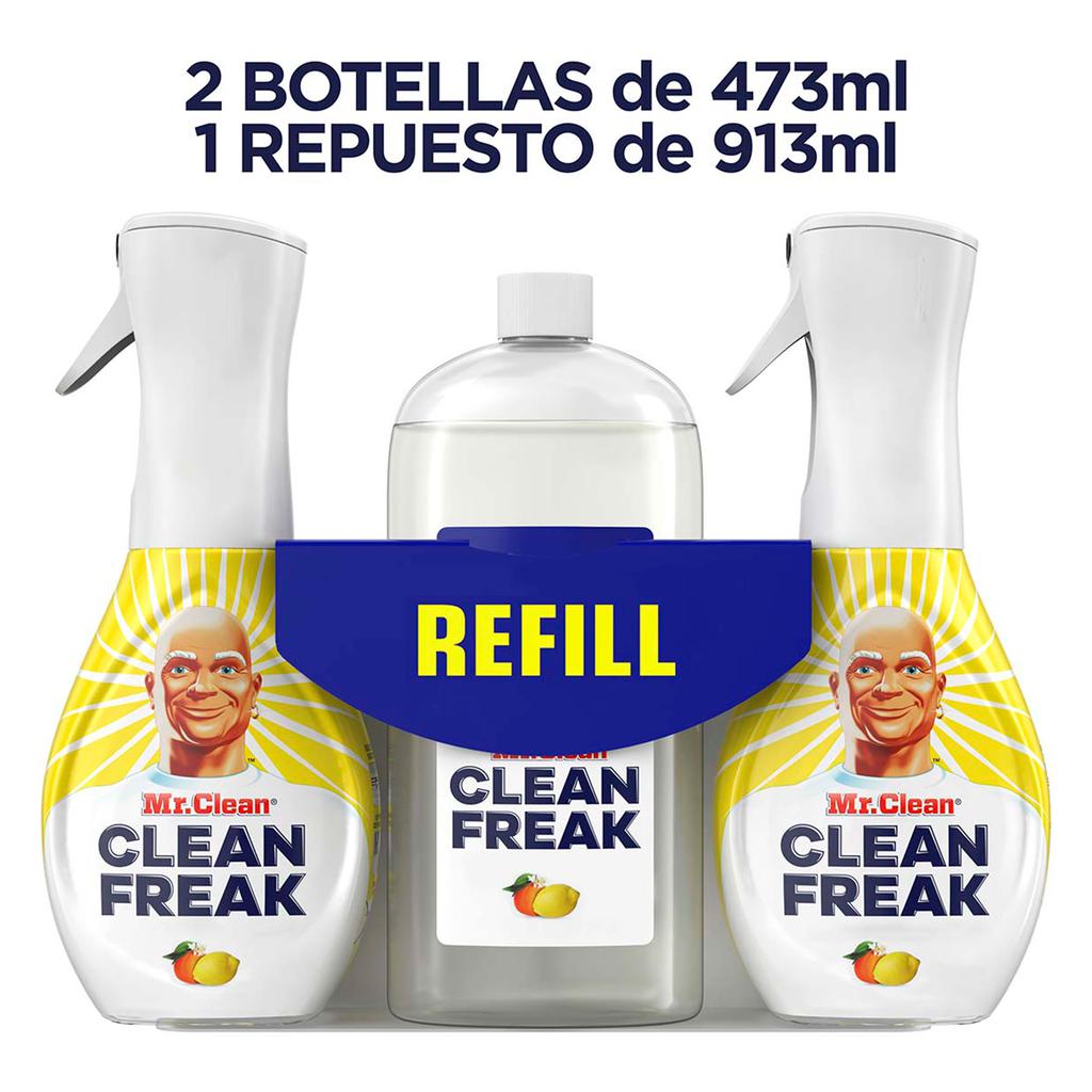 Mr. Clean Limpiador Multiusos Aroma Cítrico 2 Botellas y Refill3 UND