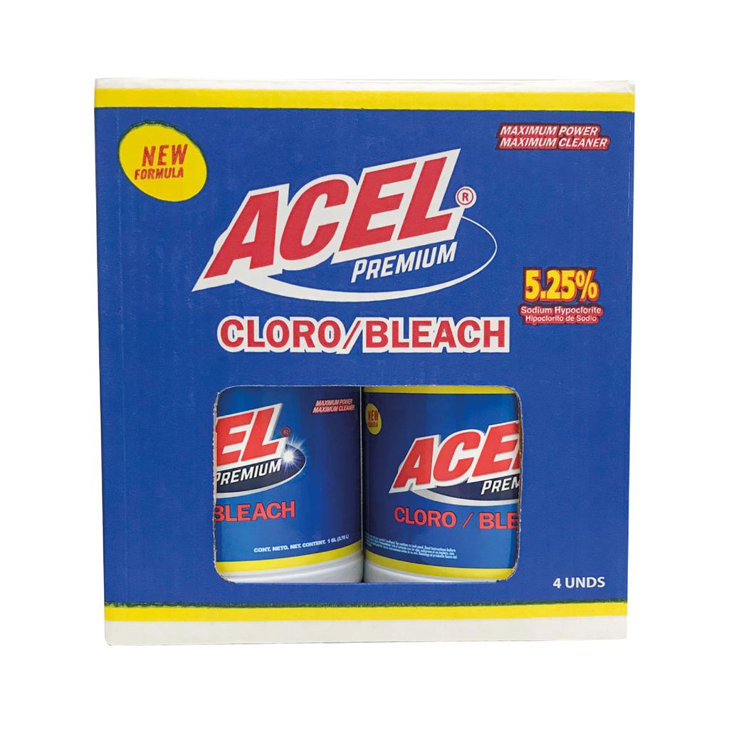 Acel Premium Cloro Líquido Desinfectante y Limpiador 4 Unidades / 3.78 L
