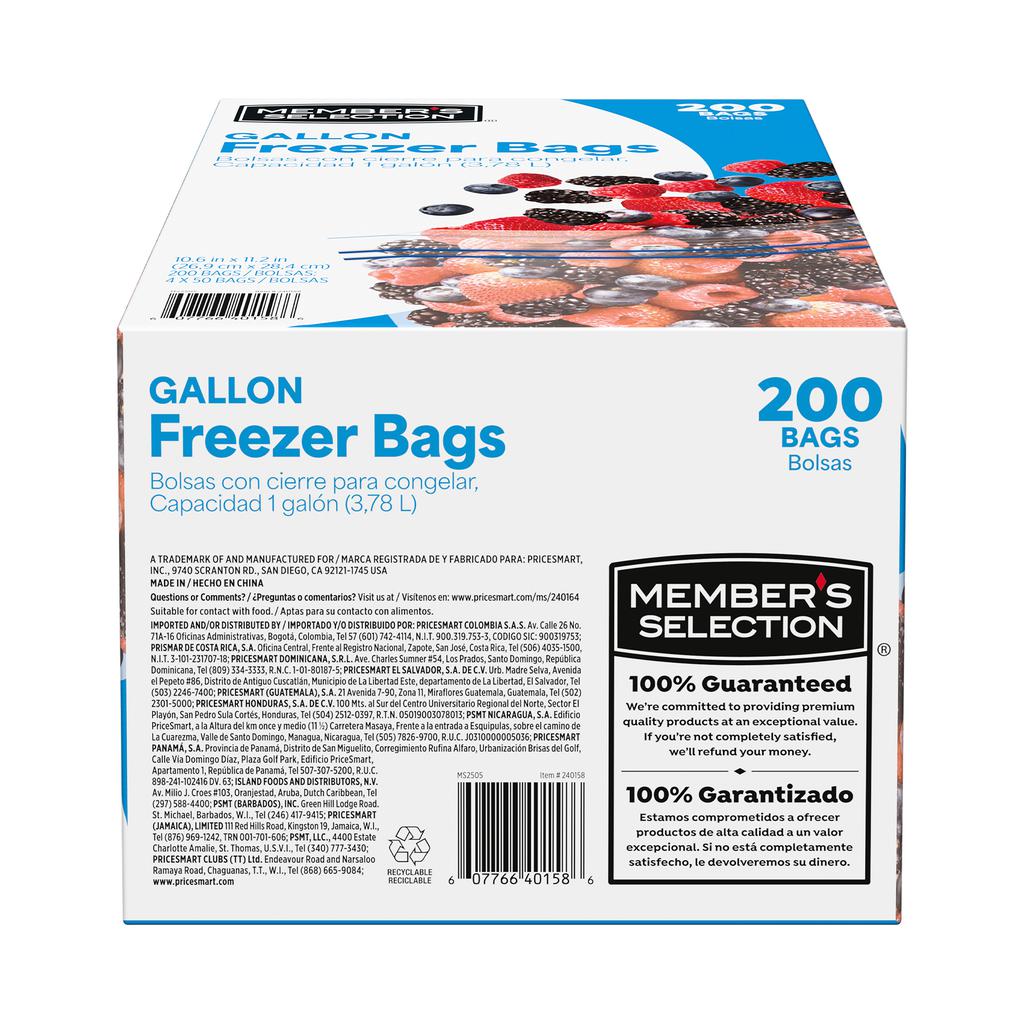 Member's Selection Freezer Zipper Bags 4 Units / 50 Bags / 27 cm x