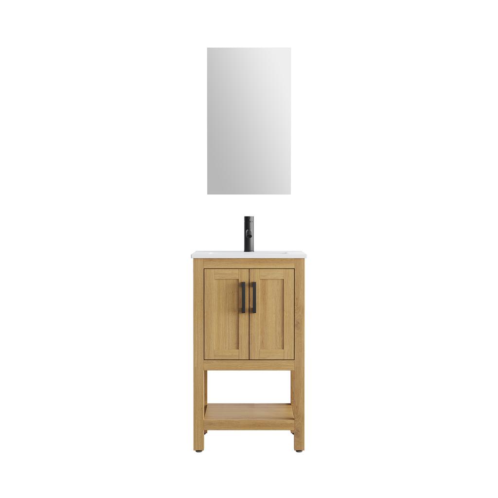 15 West Teak Vanity with Sink and Frameless Mirror 50.8 cm / 20"