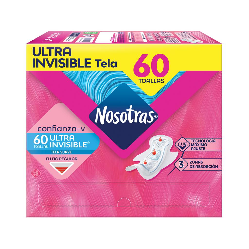 Nosotras Toallas Ultrainsible Tela Suave 60 Unidades