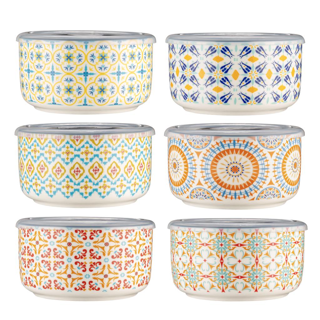 Signature Housewares Storage Container with Plastic Lids Set 6 Pieces