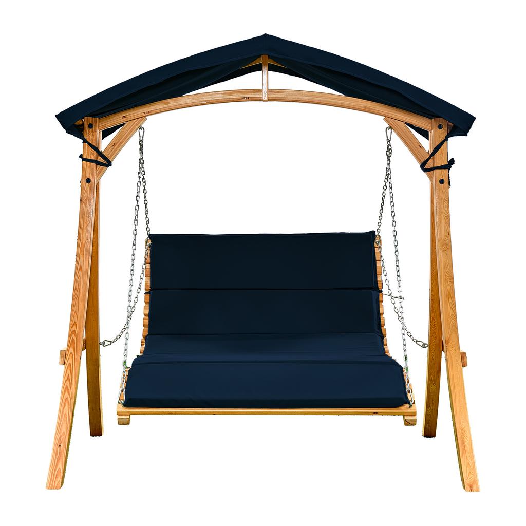 Columpio para Exterior con Toldo y Estructura de Madera de Pino