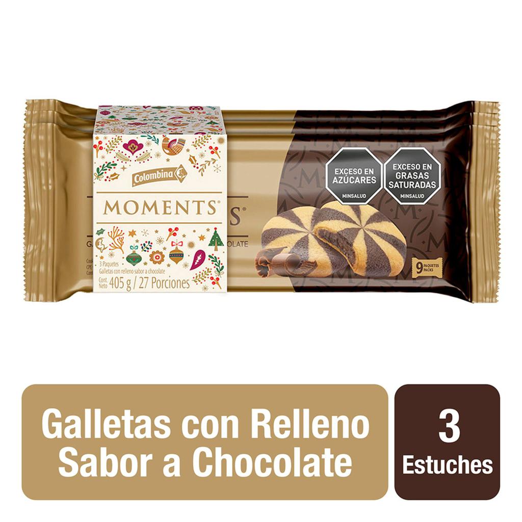 Moments Galletas con Relleno Sabor a Chocolate 3 Unidades / 135 g