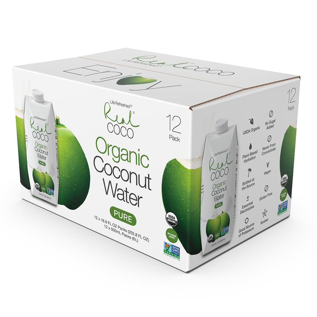 Real Coco Organic Coconut Water 12 Units / 500 mL / 17 oz