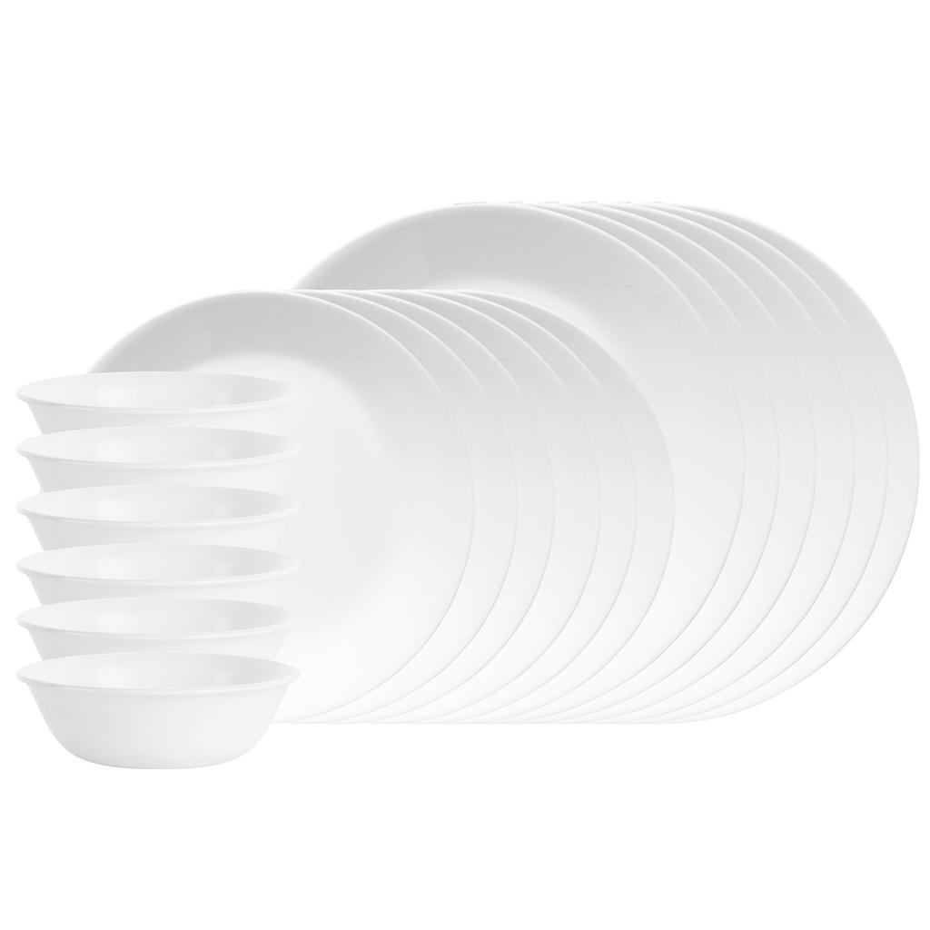 Corelle White Enamel Glass Dinnerware Set 18 Pieces