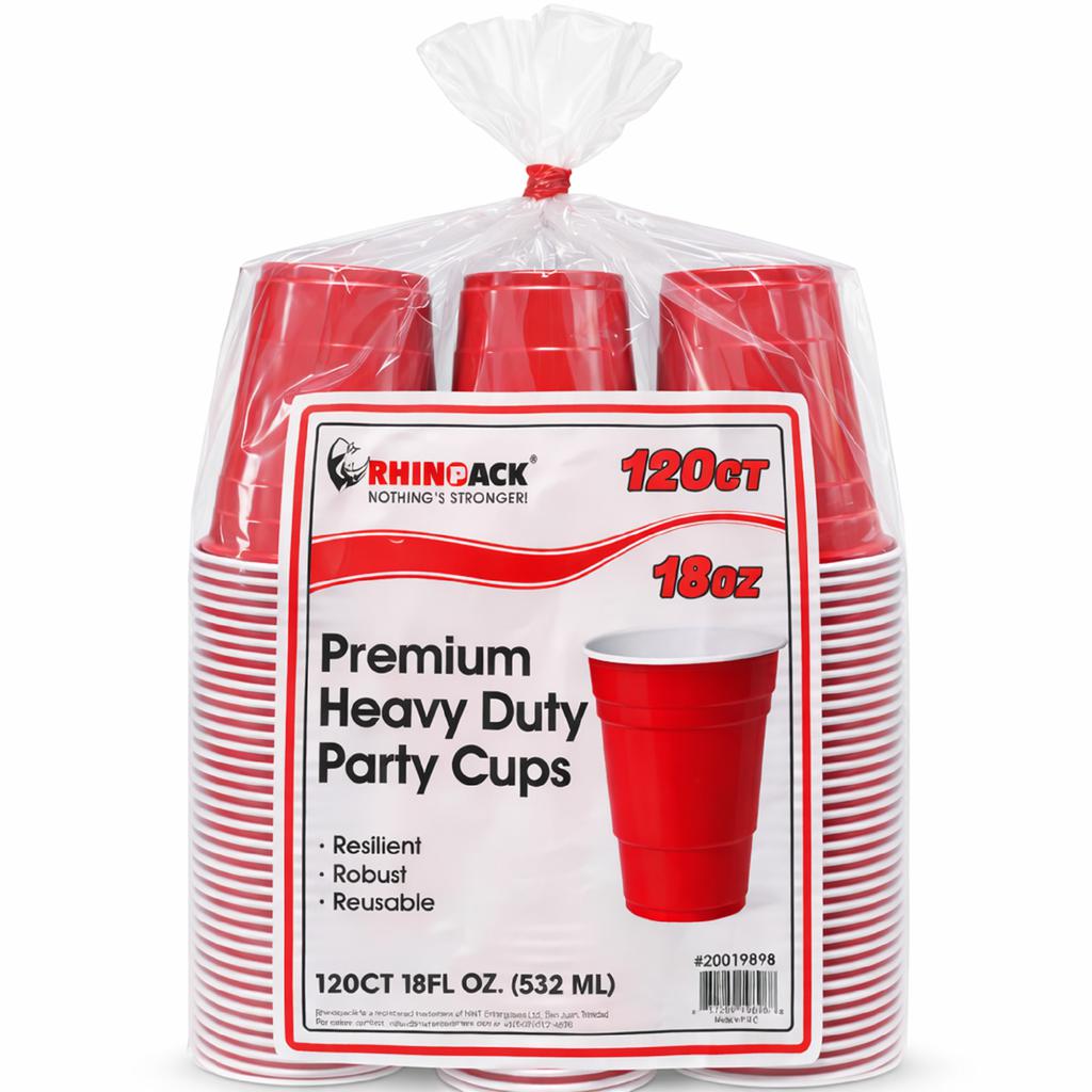 Rhinopack Sturdy Disposable Red Plastic Cups 120 Units / 532 mL / 18 oz  Disposable Cups | PriceSmart | Trinidad and Tobago